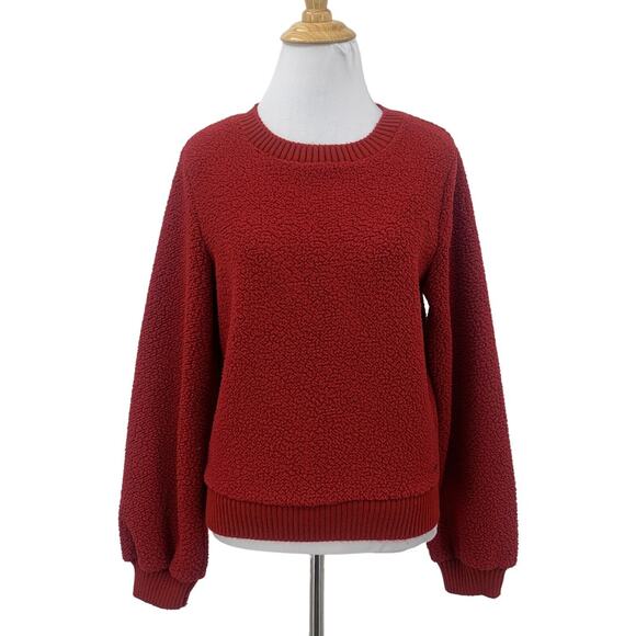 Abercrombie & Fitch Sherpa Sweatshirt Womens XS Extra Small Red Pullover Soft - Picture 1 of 14